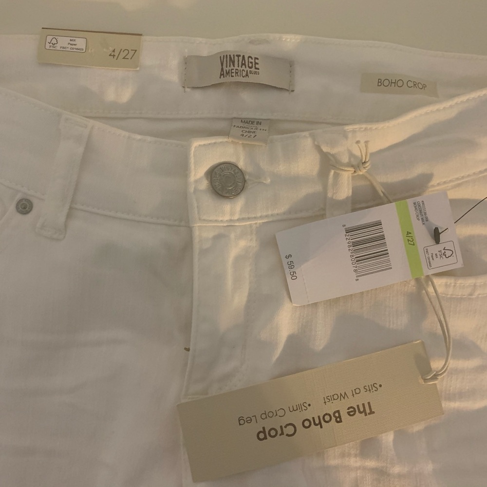 Vintage America Blues white cropped jeans